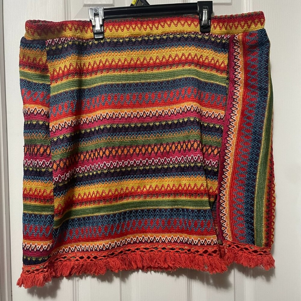 SHEIN Curve - Colourful Fringe Hem Midi Skirt (4XL)